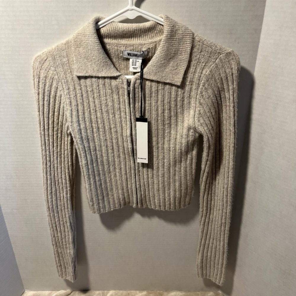 William Rast Junior's Cropped Zip Sweater - XS - Pristine & Stylish - NWT